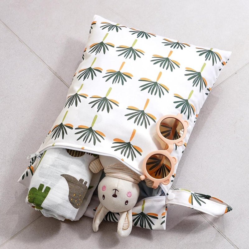 CoolaPeach 2Pcs Baby Wet Dry Bags for Cloth Diaper,Waterproof Reusable Travel Bags, Beach, Pool, Gym Bag for Swimsuits, Beach Vacation Essentials (Coconut Tree) - Image 5